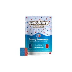 Berry Bonanza-flavored Grounded High Dose THC Gummies, offering 2000mg THC per bag with berry-infused flavors. These potent cannabis gummies are available through Weed Market for an enhanced berry experience