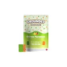Citrus Paradise-flavored Grounded High Dose THC Gummies, featuring 2000mg THC per bag with hand-crafted, cannabis-infused gummies. Find this vibrant citrus treat at Weed Market, crafted for seasoned cannabis users