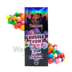 Weed Market Major League Extractions Hybrid Vape Pen - Bubble Gum Flavor - A disposable vape pen by Major League Extractions featuring a "Hybrid" label with a vibrant design promoting the "Bubble Gum" flavor.