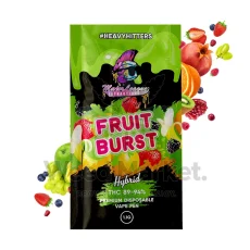 Major League Extractions Fruit Burst hybrid disposable vape pen with THC 89-94 percent and vibrant mixed fruit burst