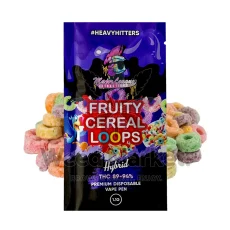 Major League Extractions Fruity Cereal Loops hybrid disposable vape pen with THC 89-94 percent and colorful cereal loops