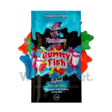 Major League Extractions Gummy Fish Hybrid Pen surrounded by colorful gummy fish candies