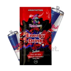 Major League Extractions Energy Drink disposable vape pen, designed to resemble popular energy drink flavors. Indica strain with THC concentration between 89-94%.
