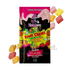 Fruit Chews Strawberry Banana Indica Disposable Vape Pen (1.1g) with strawberry and banana chews, offering THC 89-94%.