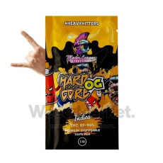 Major League Extractions Hardcore OG disposable vape pen, featuring intense OG cannabis flavors. Indica strain with THC concentration between 89-94%.