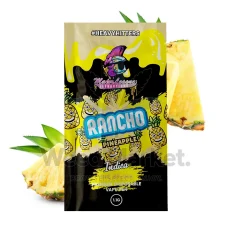 Rancho Pineapple Indica Disposable Vape Pen (1.1g) showing fresh pineapples, packed with THC 89-94%.