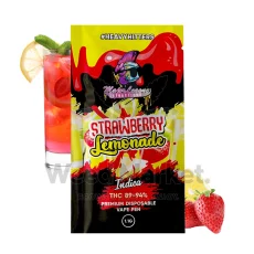 Packaging of Major League Extractions Strawberry Lemonade disposable indica vape pen (1.1g) featuring refreshing strawberry lemonade visuals.