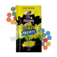 Packaging of Major League Extractions Tangy Treats disposable indica vape pen (1.1g) showcasing tangy, fruity candy designs.