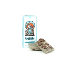 Wonder Psilocybin Cookies 'n Creme Chocolate Bar 1g with two cookies 'n creme chocolate pieces beside the packaging