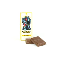 Wonder Psilocybin Hazelnut Chocolate Bar 1g with two chocolate pieces beside the packaging