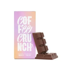 Euphoria Psychedelics THC Coffee Crunch Chocolate Bar featuring pastel-colored packaging and a piece of milk chocolate