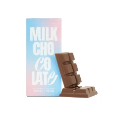 Euphoria Psychedelics THC Milk Chocolate Bar with pastel packaging and a milk chocolate piece leaning against the box.