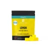 Front view of the Twisted Extracts Sour Lemon Twisted Singles CBD Gummies packaging, displaying bright yellow and teal accents with cubes of yellow gummies in the foreground